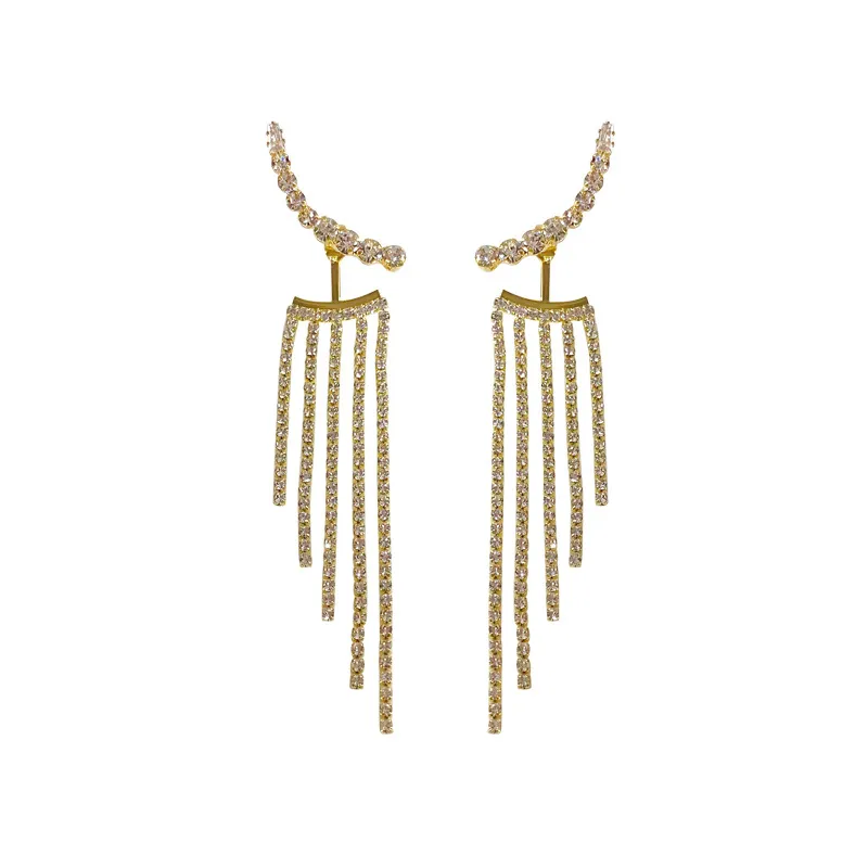 Damen Licht Luxus voll Diamant Multi-Kette Tassel Ohrringe