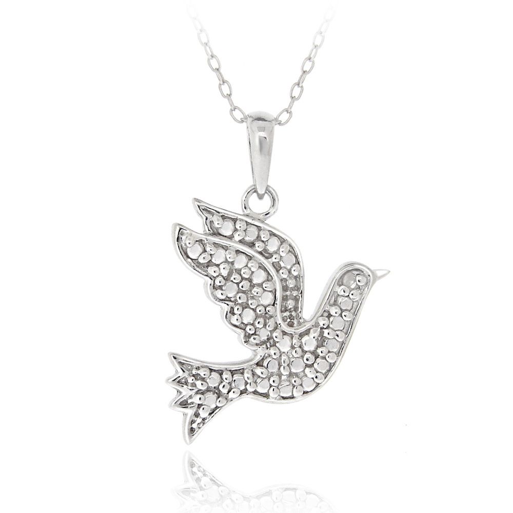 Sterling Silber Diamant Akzent Dove Halskette
