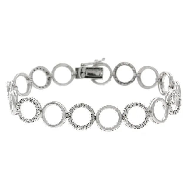 Sterling Silber Diamant Accent Circle Link Armband