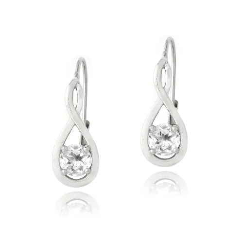Sterling Silber 1ct White Topaz Infinity Leverback Ohrringe