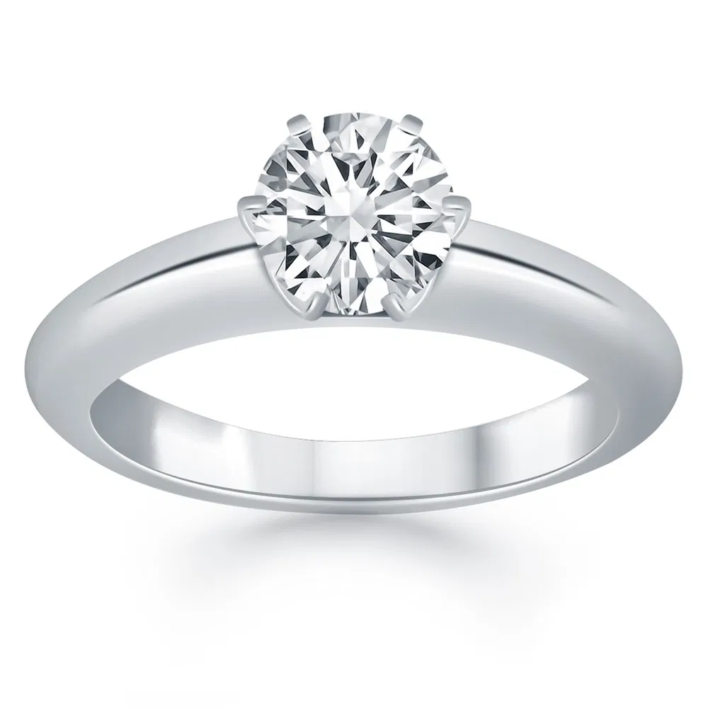 14 Karat Weißgold Solitaire Kathedrale Verlobungsring
