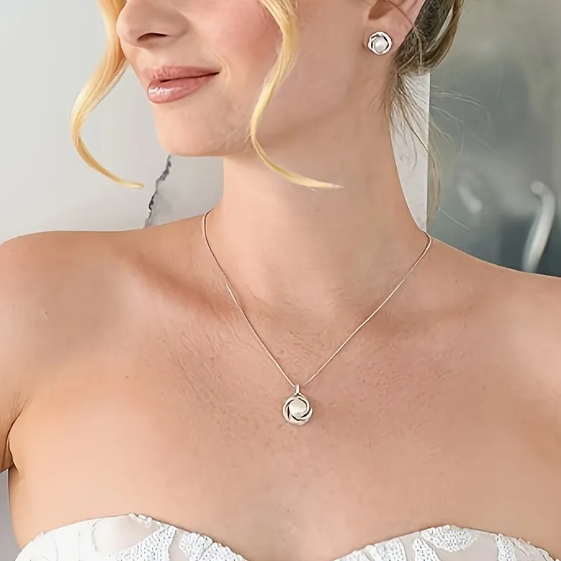 1 Luxus-Mode exquisite High-End - Brautjungfer Geschenkset Halskette Perle Hochzeit Halskette Ohrringe Schmuckset für Braut, Brautjungfer, Geburtstagsgeschenk