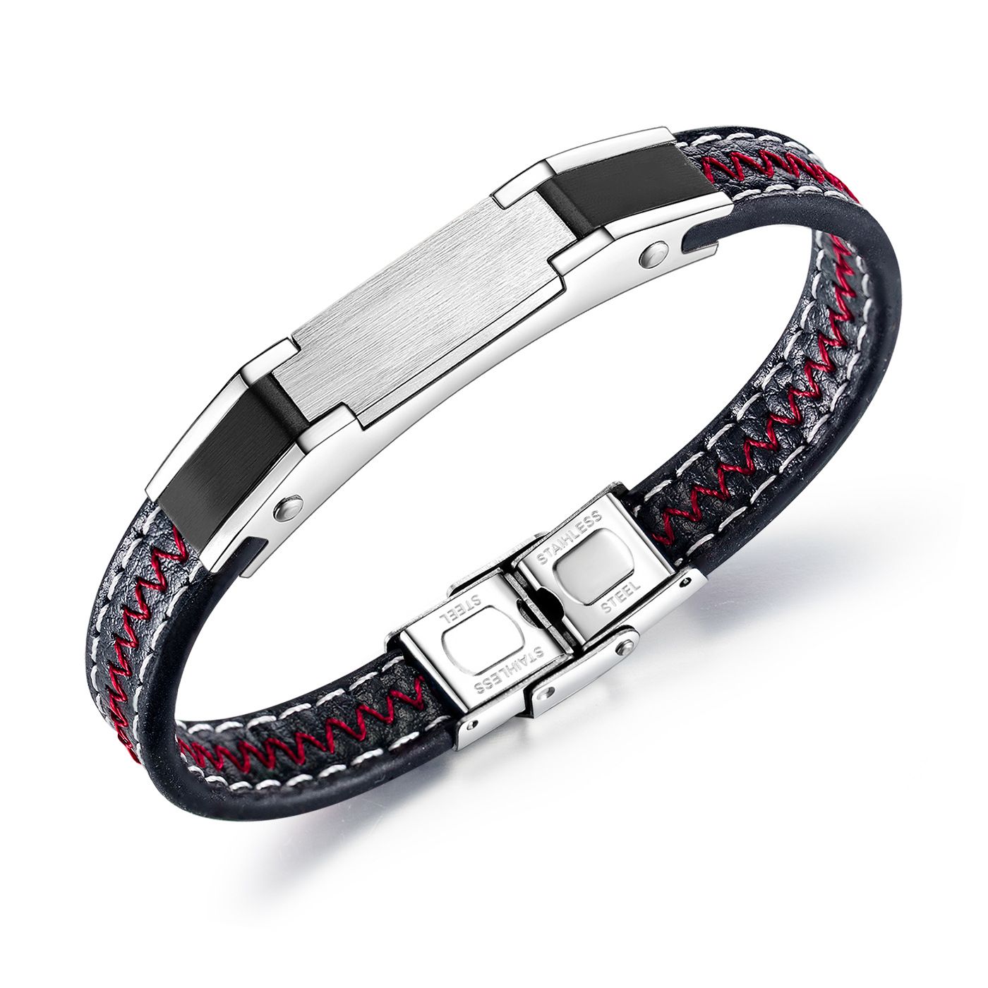 Dominant Persönlichkeit Männer Leder Armband Edelstahl