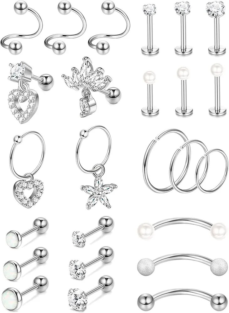 16G Knorpel Ohrringe Stud Hoop für Frauen Chirurgischer Stahl Forwards Helix Ohrringe Hoop Rook Daith Conch Ohrringe Augenbrauen Ringe Tragus Piercing Schmuck