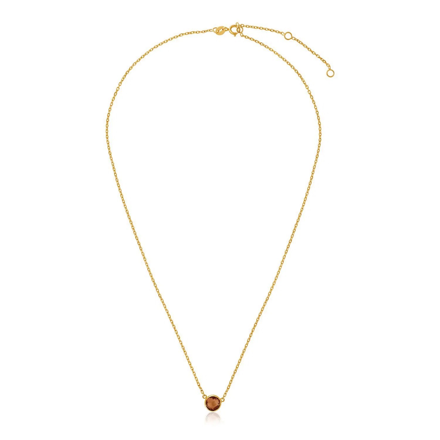 14 Karat Gelbgold 17 Zoll Halskette mit rundem Citrine