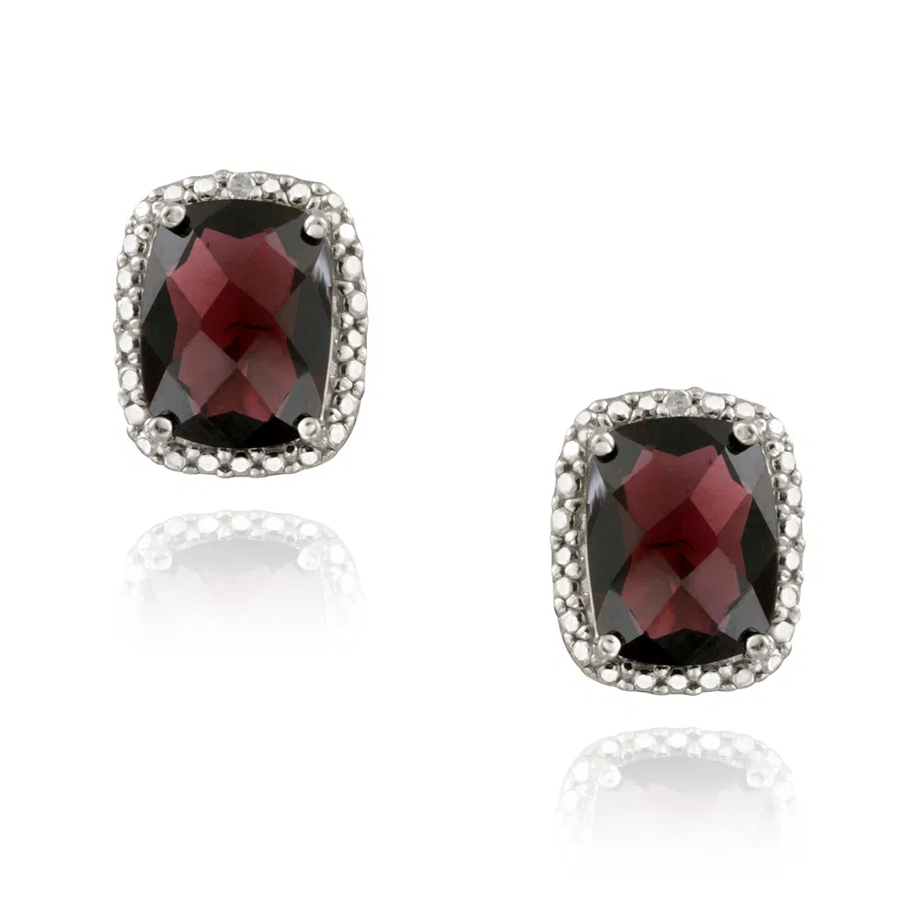 Sterling Silber 5,5ct Garnet & Diamond Accent Cushion Cut Ohrringe