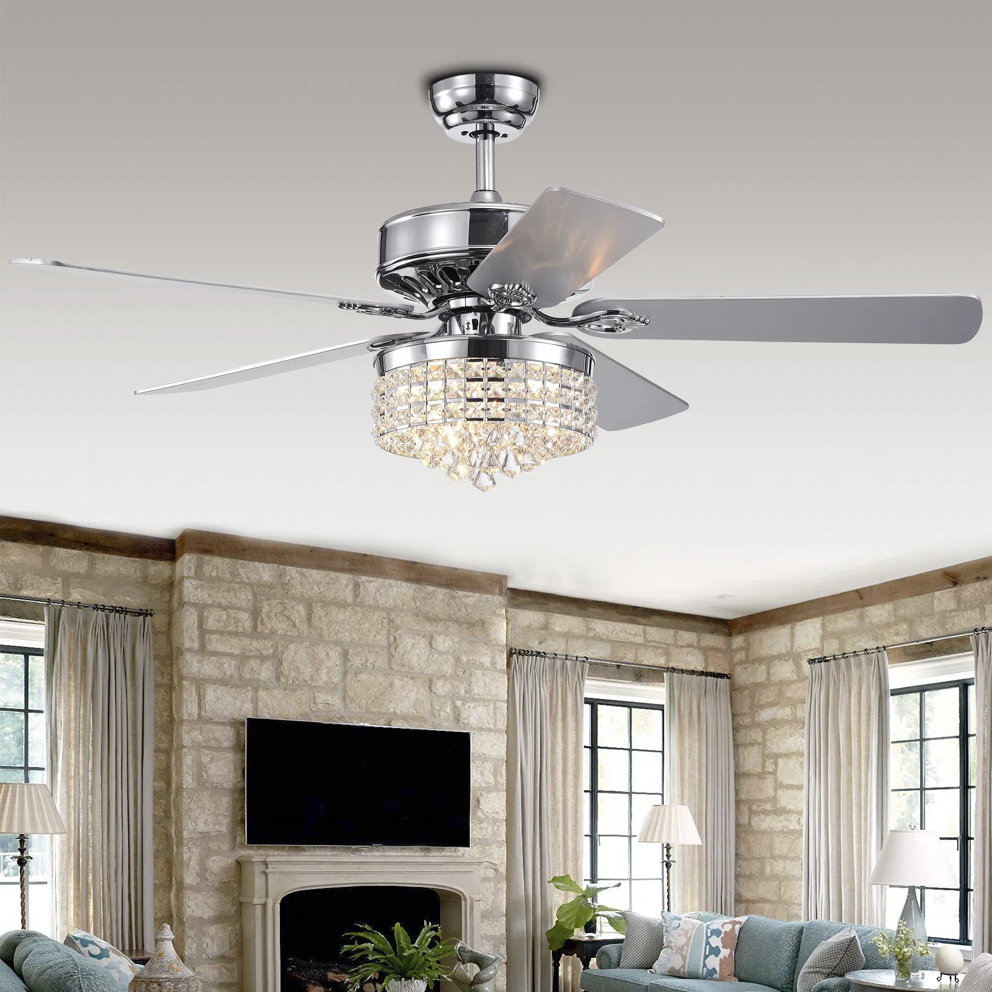 Letta 52 - Zoll 5 - Blade Chrome beleuchtet Deckenventilator