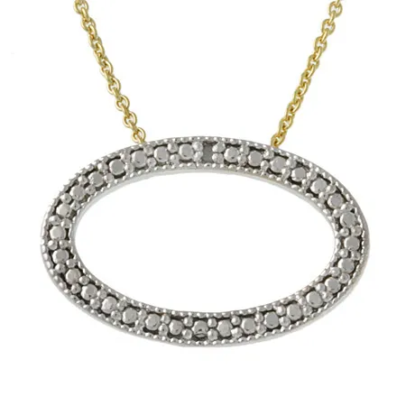 18 Karat Gold über Silber Diamant Accentuated Oval Pendant
