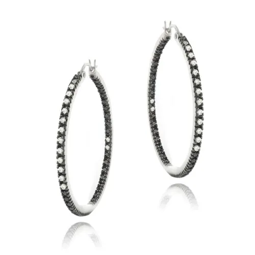 Sterling Silber 1 / 4ct Diamant 35mm Hoop Ohrringe