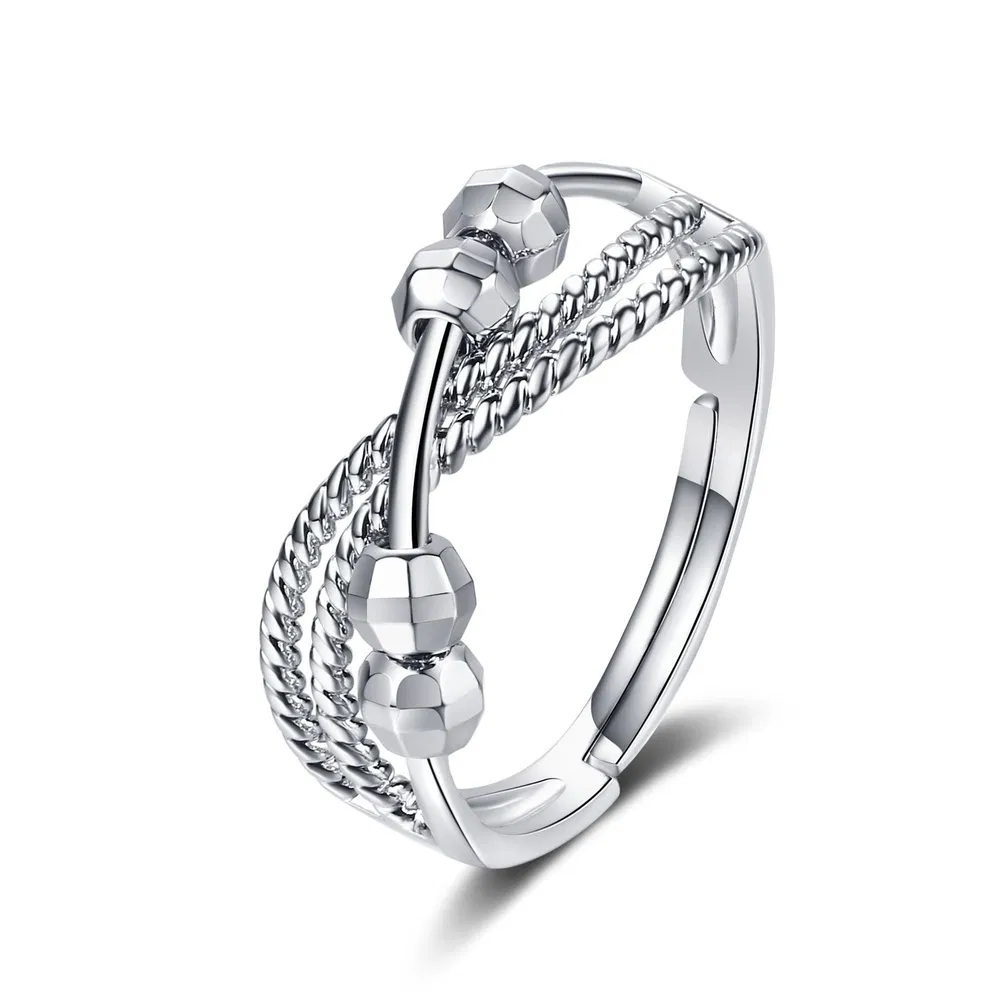 Dekompression Anti-Angst Polka Dot Cross Anpassung Kupfer Perlen Spinning Ring