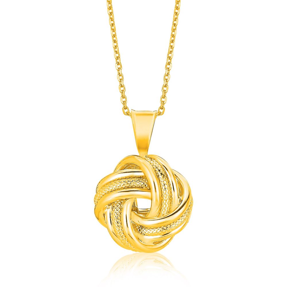 14 Karat Gelbgold Polierte Liebe Knoten Anhänger mit Ridge