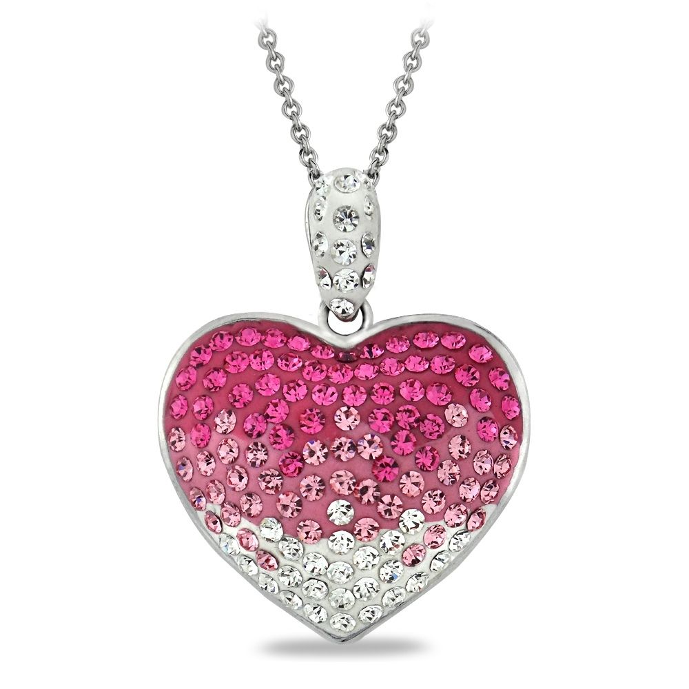 Fuchsia Crystal Ombre Herzen Halskette, hergestellt mit Swarovski-Elementen