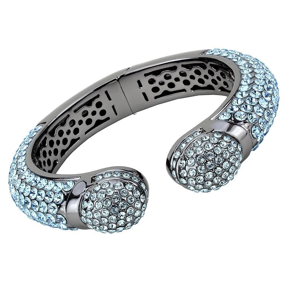 LO4289 - TIN Cobalt Schwarz Brass Armband mit Top-Grade - Kristall in Meerblau