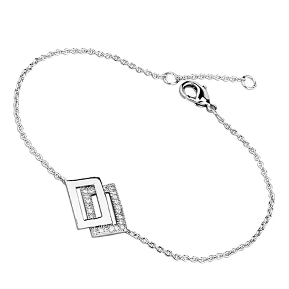 3W401 - Rhodium-Brass - Armband mit AAA-Klasse CZ in Clear