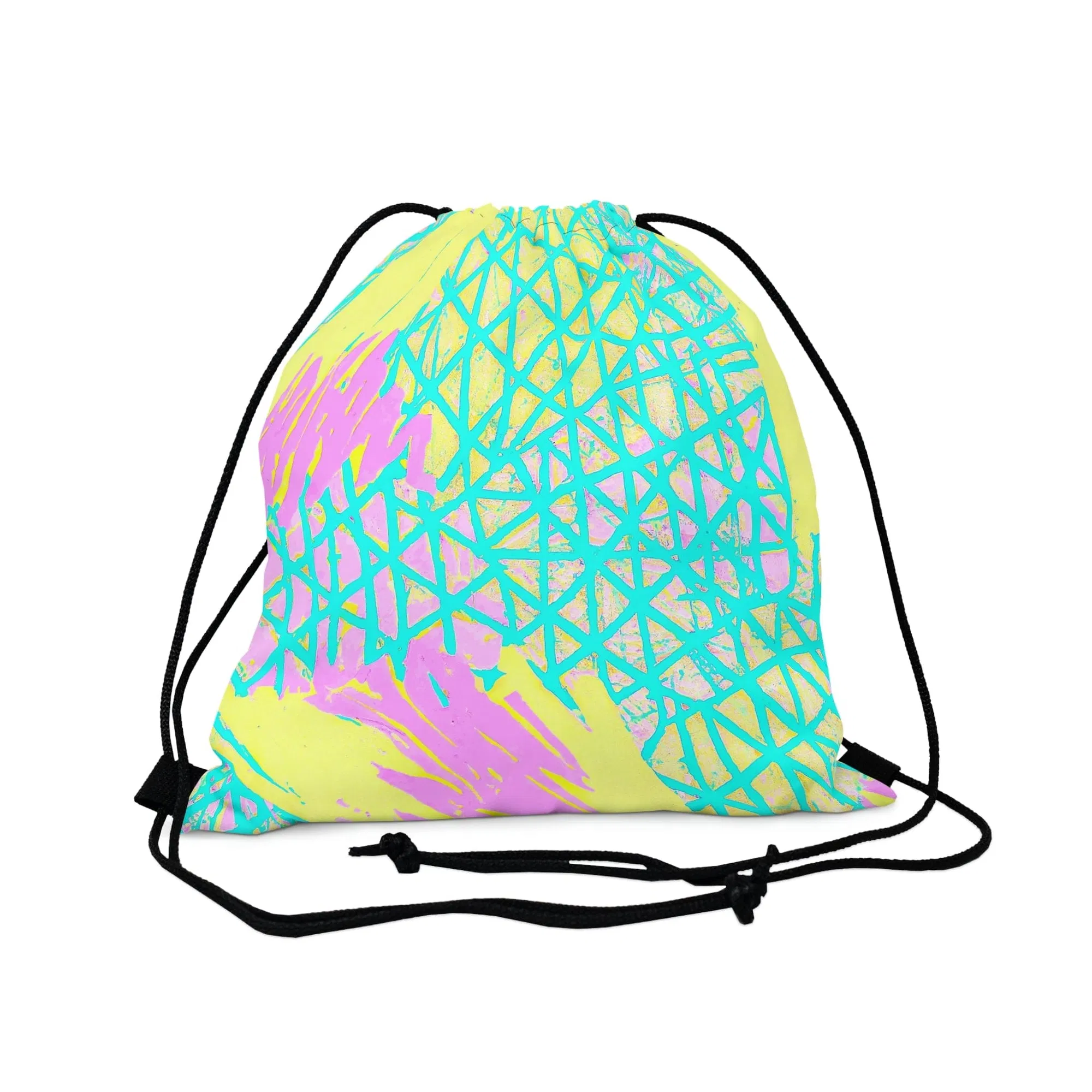 Drawstring Rucksack Tasche - Cyan Blau Lime Grün und Pink Muster