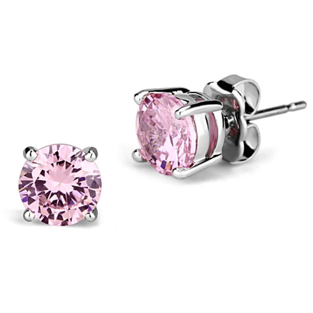 3W545 - Rhodium-Messing - Ohrringe mit AAA-Klasse CZ in Rose