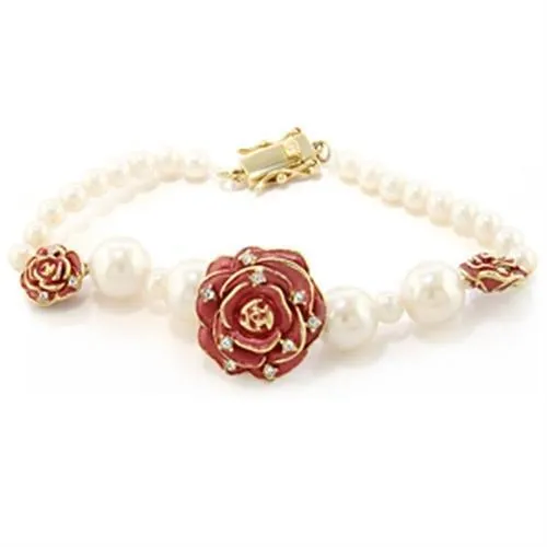LO1188 - Gold-Messing - Armband mit Halb-Edel - Perle in Citrine Gelb