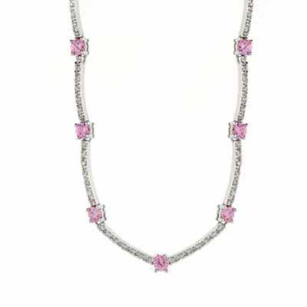 Sterling Silber Pink & Clear CZ Halskette