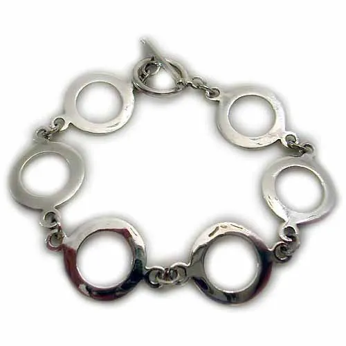 Sterling Silber Poliert Circle Link Armband