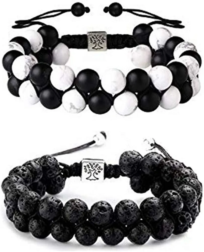 Ätherisches Öl Armband für Männer Lava Rock White Frosted Beads Armband Parfüm Diffuser Adjustable