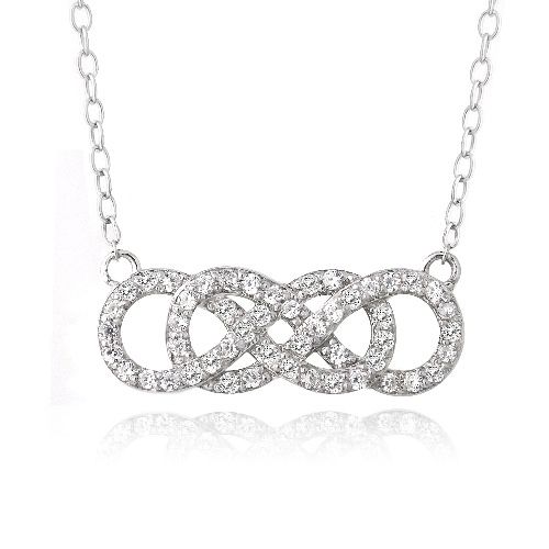 Sterling Silber CZ Double Eternity Halskette