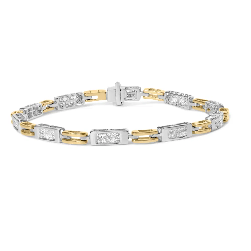 10 Karat Zwei-Ton - Gold 1,00 Cttw Unsichtbares Set Prinzessin Diamond Channel Link 7