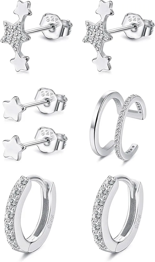 925 Sterling Knorpel Ohrringe Set für Frauen 18K Goldplated Cubic Zirkonia Knorpel Stud Ohrringe kleine Knorpel Hoop Ohrringe