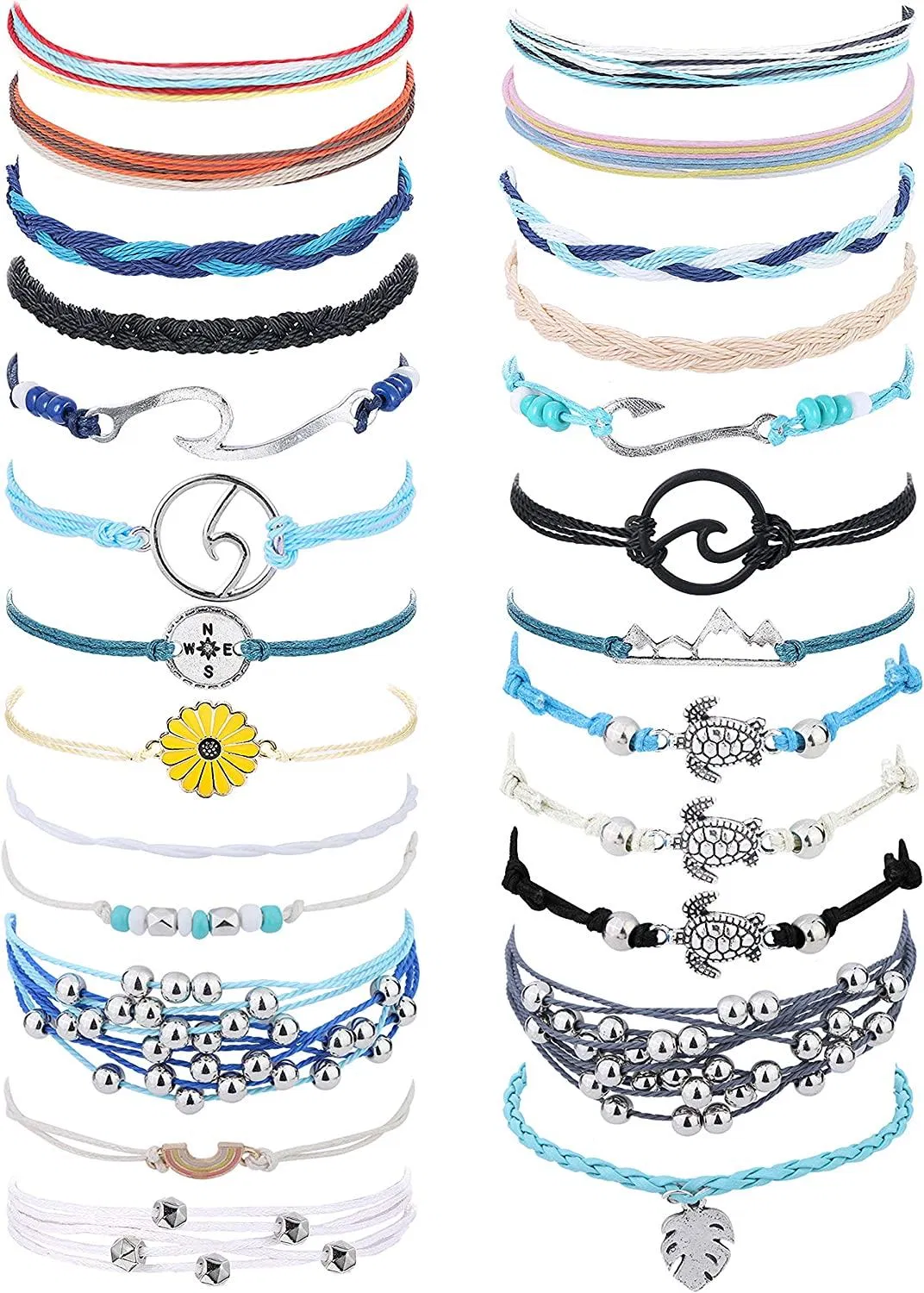 25Pcs Handgefertigte Seil Gewebte Armbänder für Männer Damen