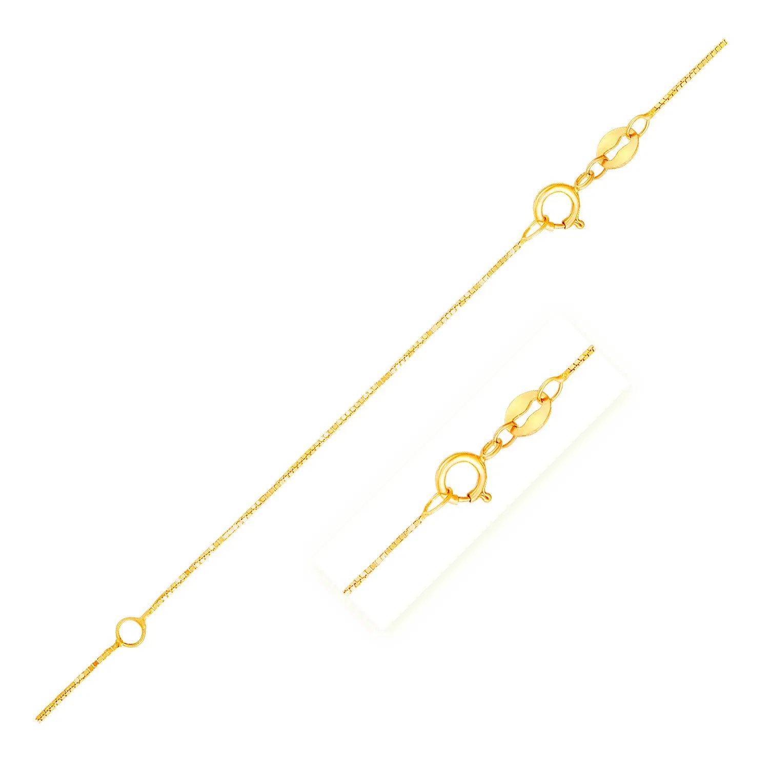 Doppel erweiterbare Boxkette in 14 Karat Gelbgold (0,6 mm)