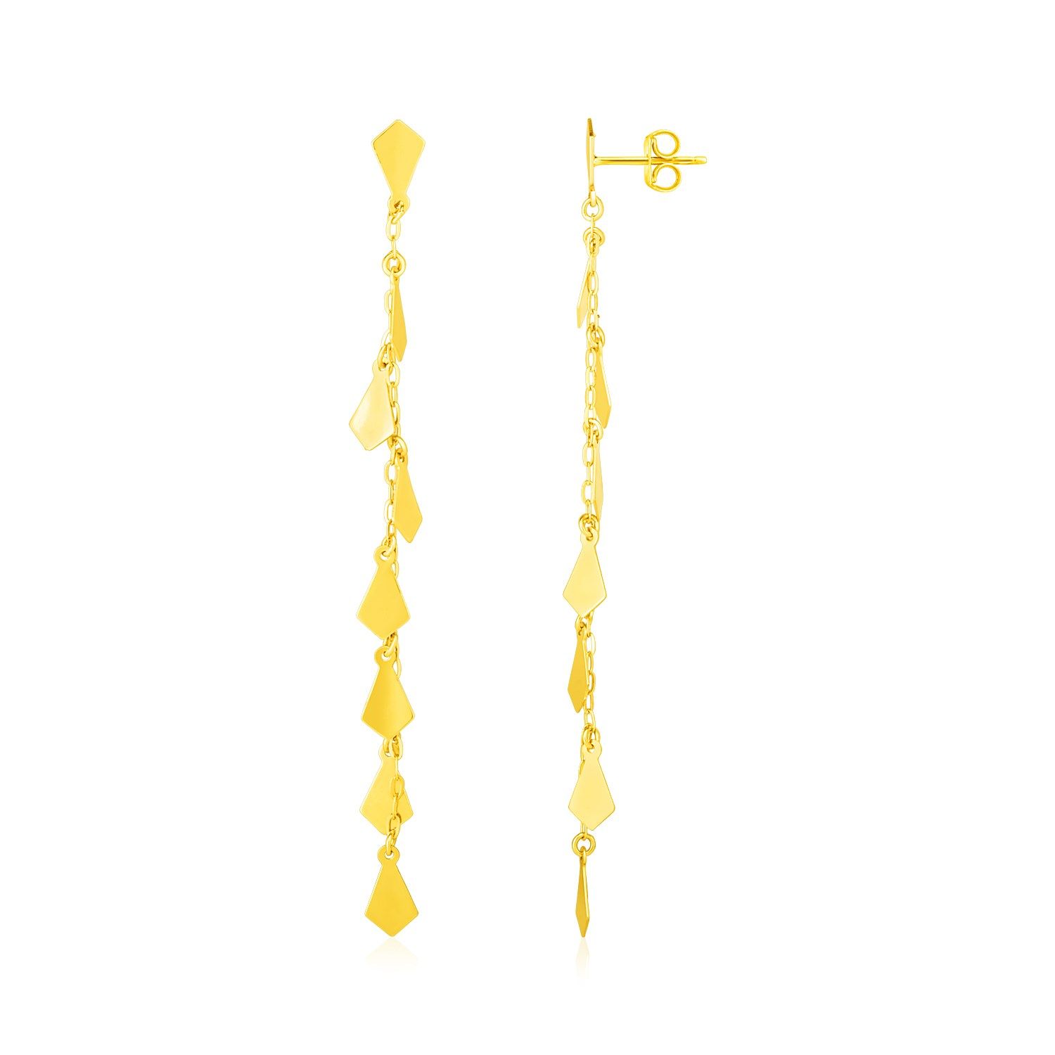 14K Gelbgold poliert Diamant Motif Dangle Ohrringe