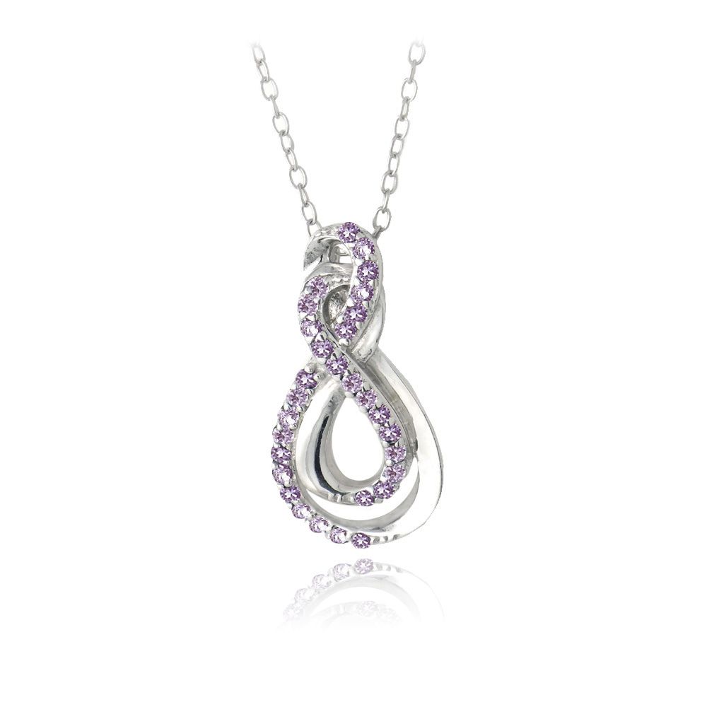 Sterling Silber Amethyst Vernetzte Infinity Halskette