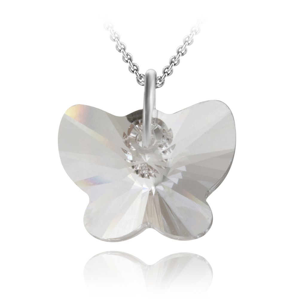 Sterling Silber Clear Swarovski Elemente Schmetterlings Halskette