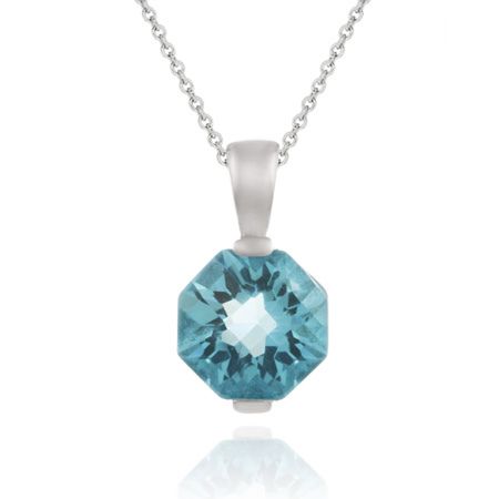 Sterling Silber 3,6ct Aquamarine CZ Octagon Solitaire Anhänger