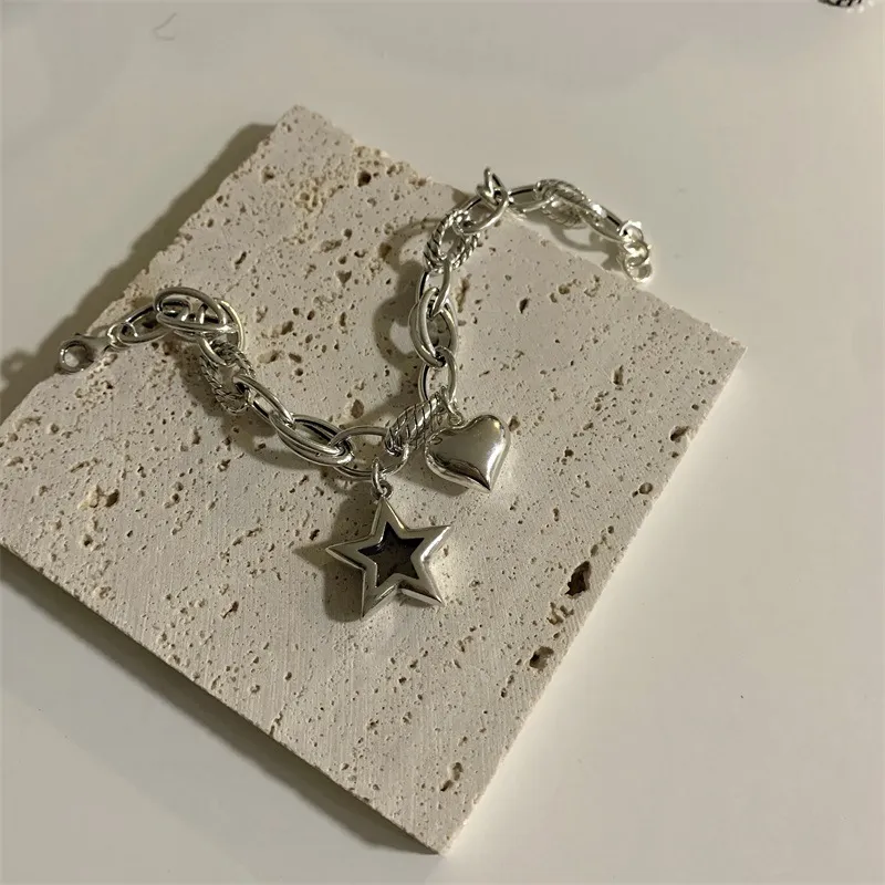 925 Sterling Silber Vintage Love Star Paar Armband