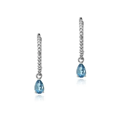 Sterling Silber London Blue Topaz & Diamond Accent Teardrop Leverback Ohrringe