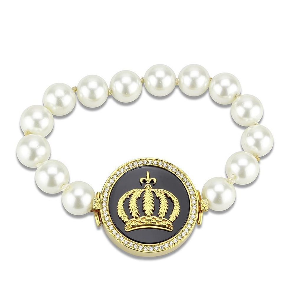 LO2648 - Gold-Brass - Armband mit Halb-Edel - Onyx in Jet