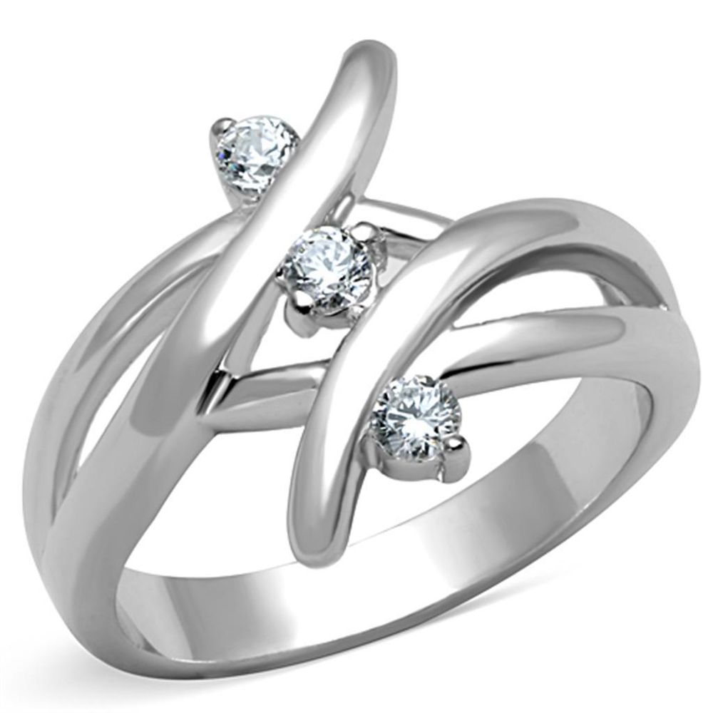 3W833 - Rhodium-Messing - Ring mit AAA-Klasse CZ in Clear