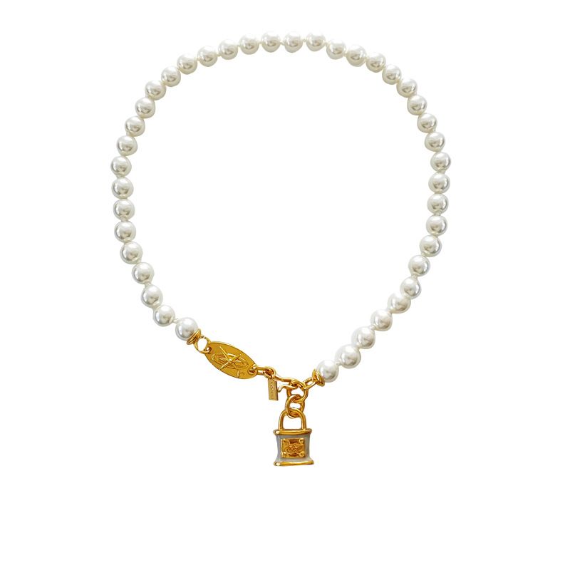 Vintage Temperament Pearl Beaded Kette kleine Lock Kette