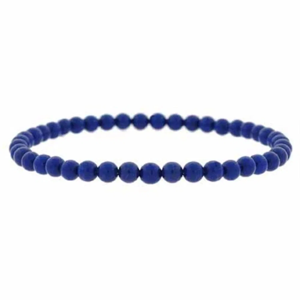 Echtes Lapis Stone 4mm Bead Beaded Stretch Armband