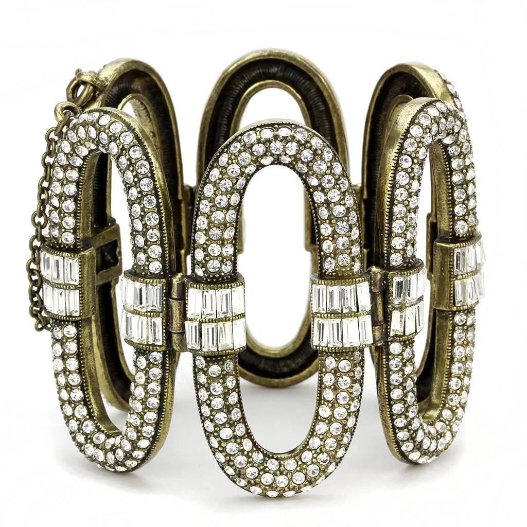 LO4657 - Antike Kupfer-Weißmetall - Armband mit Top-Grade - Kristall in Clear