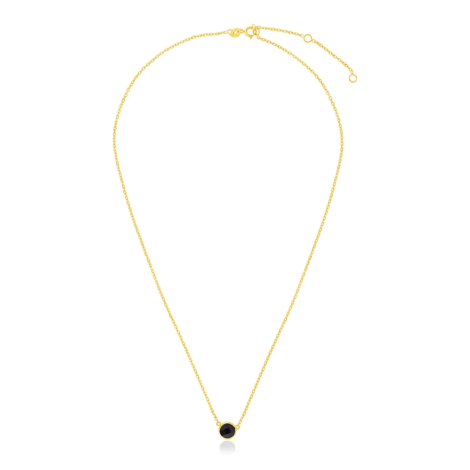 14 Karat Gelbgold 17 Zoll Halskette mit rundem Onyx