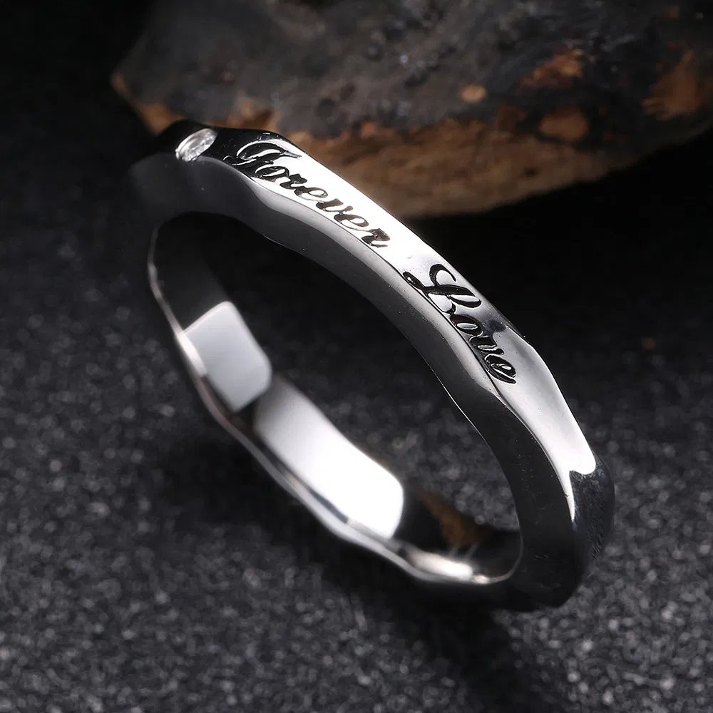 Männer und Frauen Titan Stahl Wasser Ripple Ring