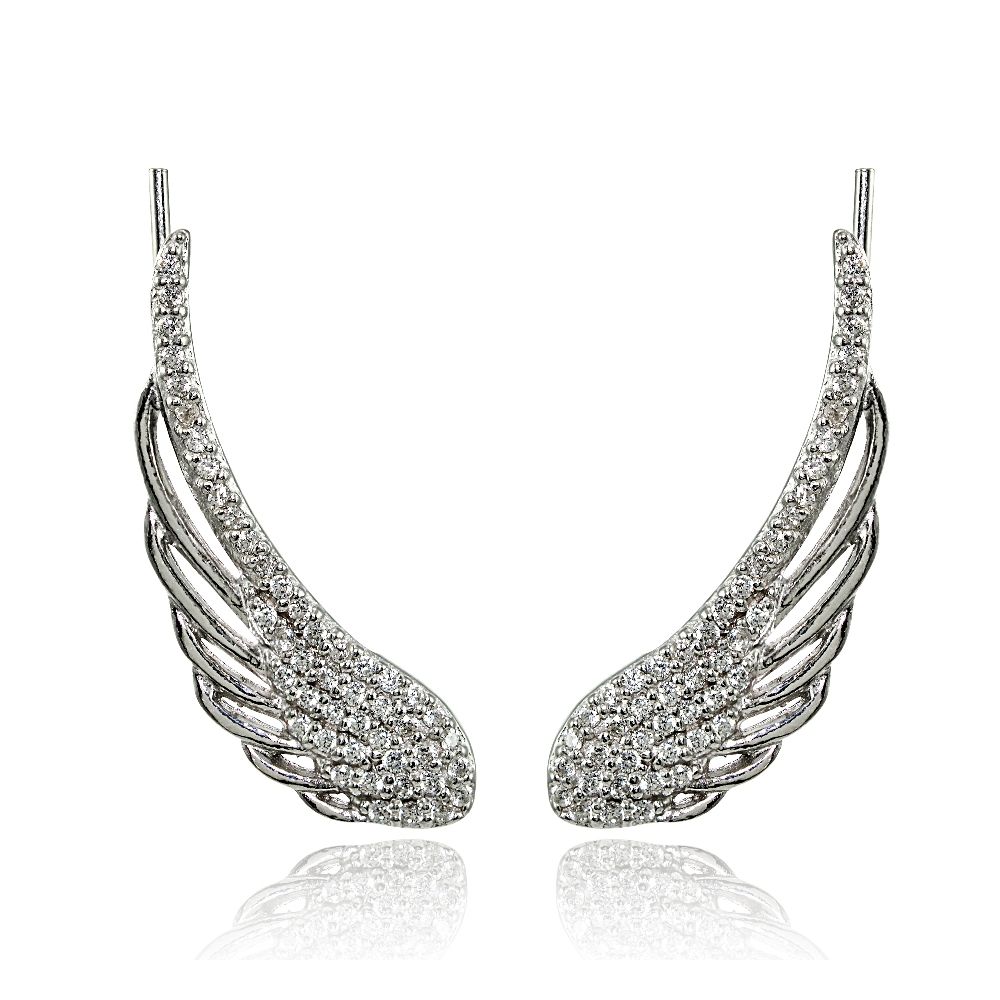 Sterling Silber Cubic Zirkonia Angel Wings Kletterer Crawler Ohrringe
