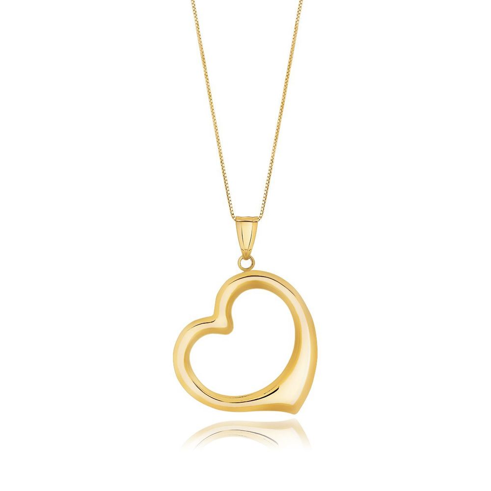 14 Karat Gelbgold Floating Heart Drop Anhänger