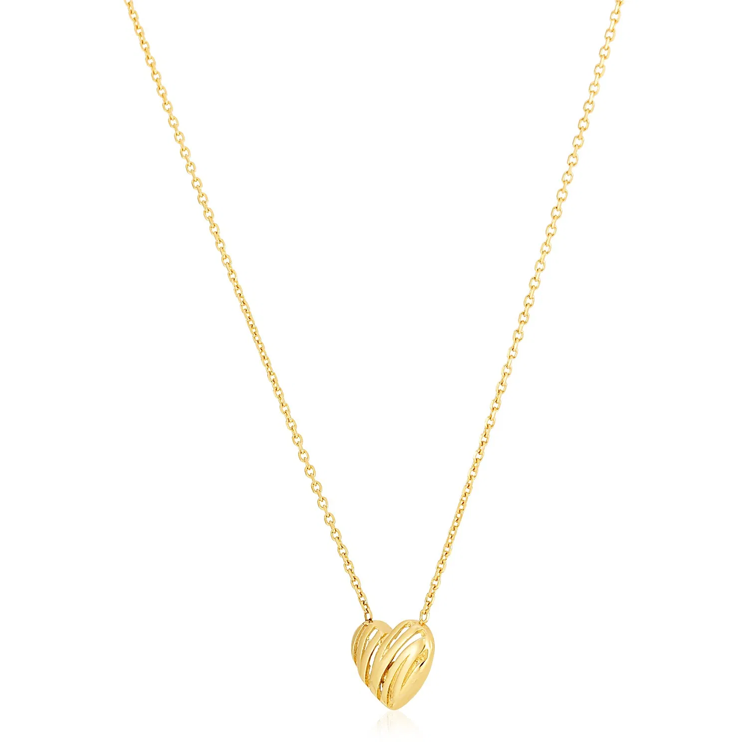 14 Karat Gelbgold High Polish Scribbles Herz Halskette