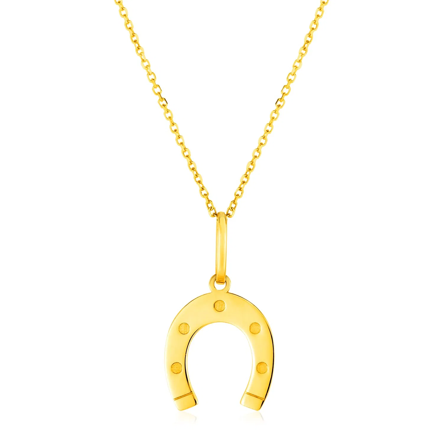 14 Karat gelbes Gold Halskette mit Hufeisen