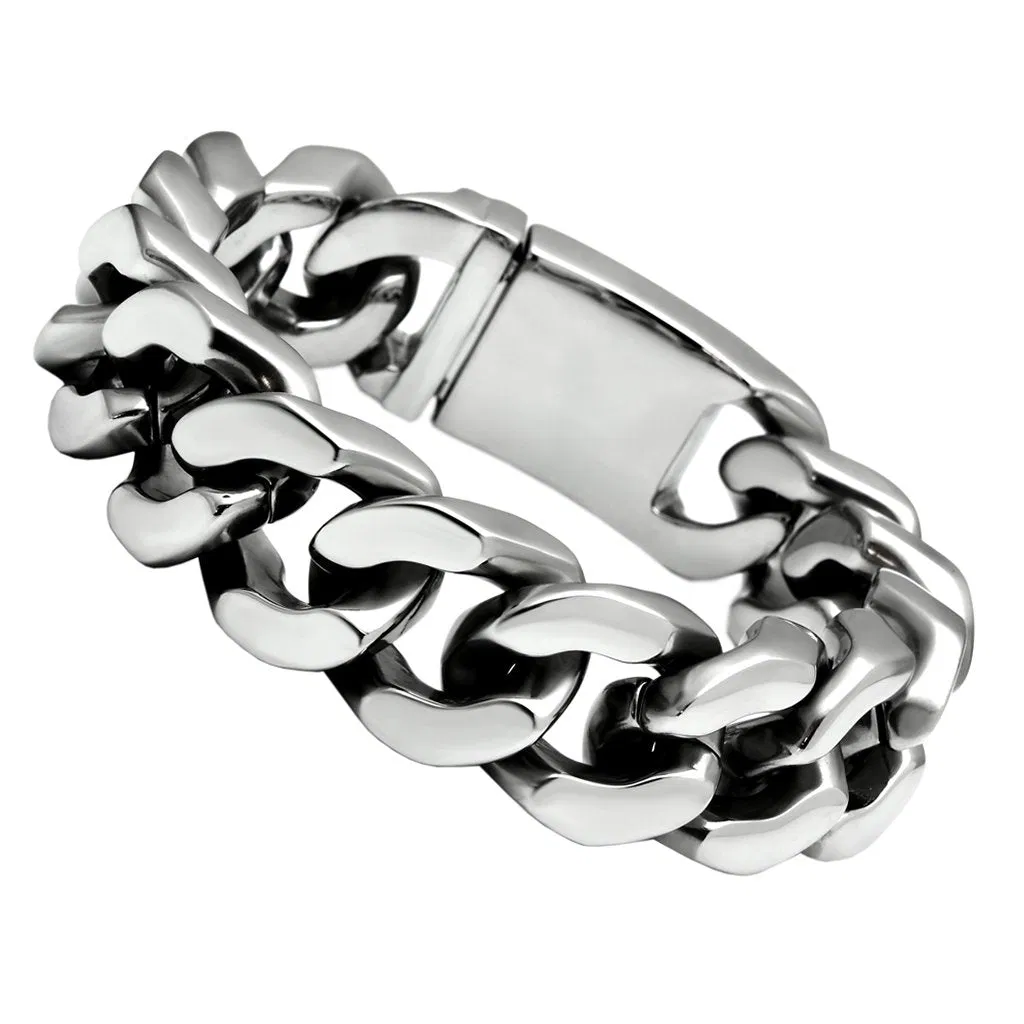 TK442 - Hoch poliertes (ohne Verzinkung) Edelstahl-Armband ohne Stein