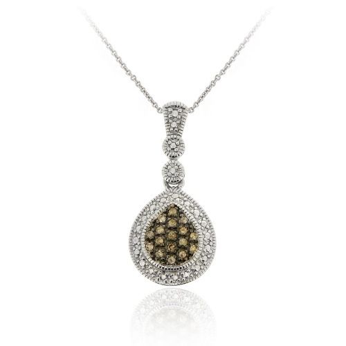 Sterling Silber 1 / 5ct TDW Champagner Diamant Tränentropfen Anhänger