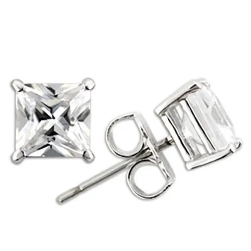 0W160 - Rhodium 925 Sterling Silber Ohrringe mit AAA-Klasse CZ in Clear