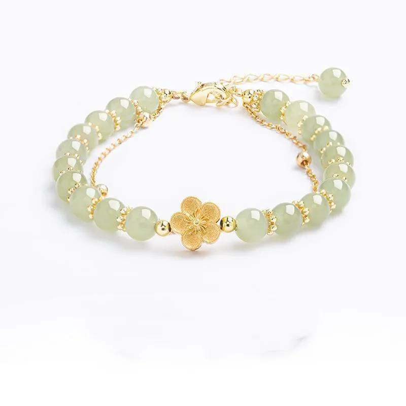 Frauen einfache literarische Pfirsichblüte und Tian Jade Armband